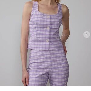 NEW Plaid Square Neck Vest